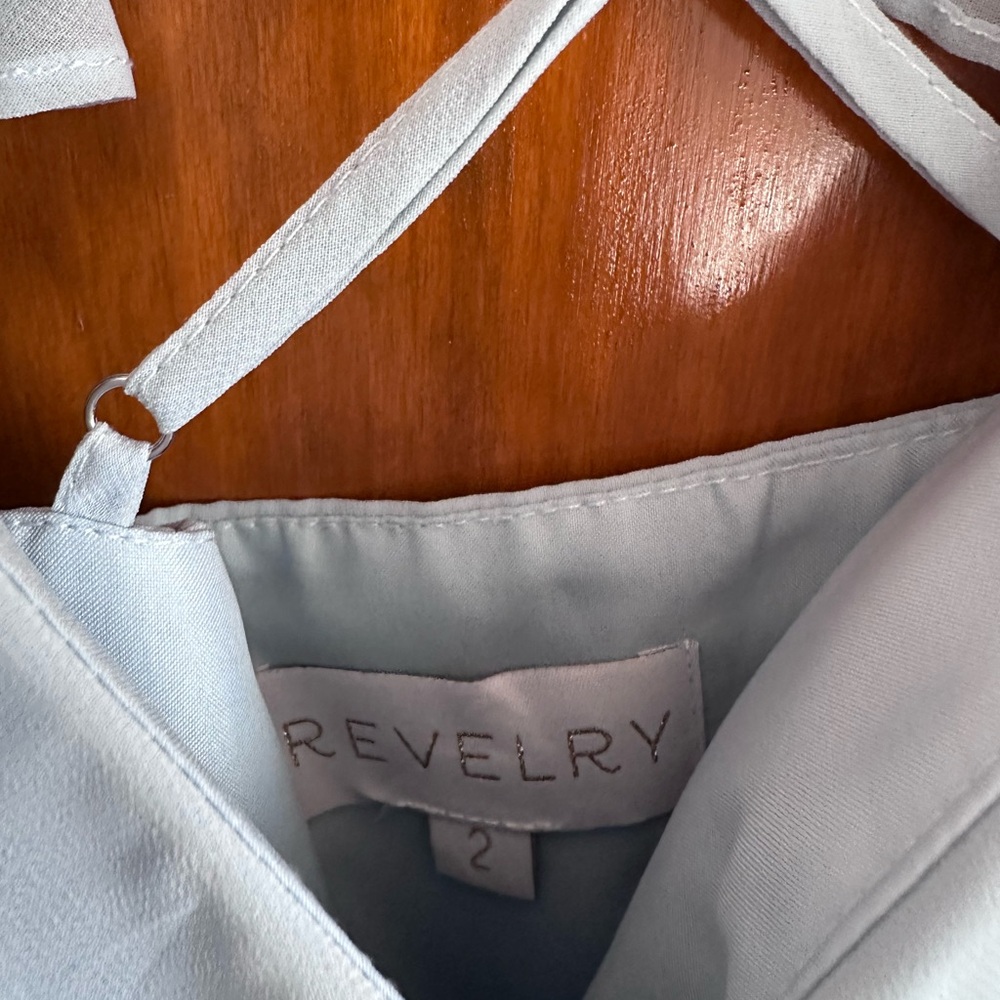 Revelry Valerie Chiffon Faux Wrap Dress, Sky Blue, Size 2 - Picture 6 of 6